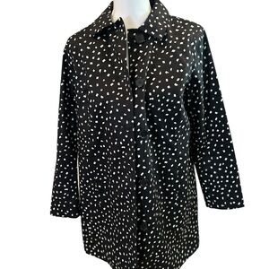 Talbots Black white abstract print button front lightweight jacket Sp